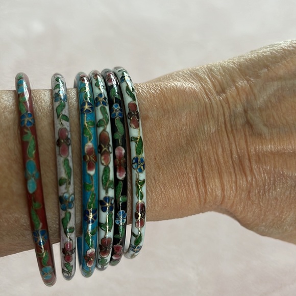 cloisonné set of 6 bangles 7” - Picture 4 of 4